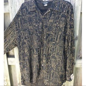 80s Egyptian black and gold Button up